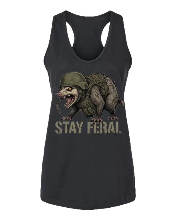 Stay Feral — Tactical Opossum Women's CVC Racerback Tank Top