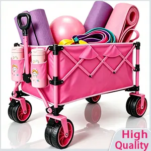 Heavy Duty Folding Outdoor Utility Cart | Portable Beach Wagon | Large Capacity Garden Camping Shopping Trolley with Big Wheels