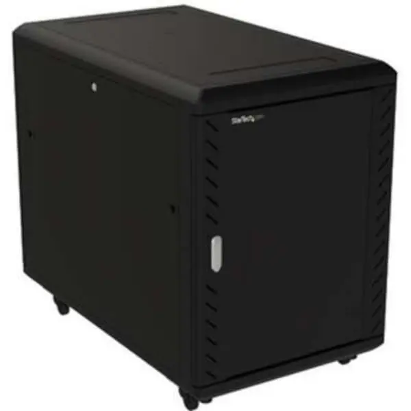 Startech 15U Steel 4-Post Server Rack Cabinet - Black, Adjustable Mounting Rails, 138 lbs Weight Capacity