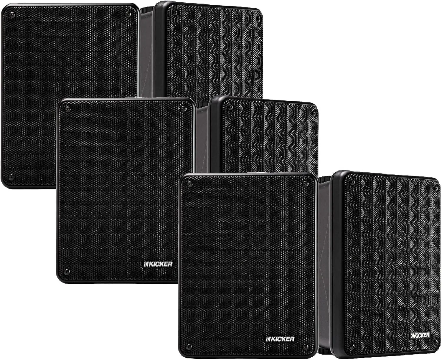 Kicker KB6 2-Way Full Range 8-Ohm Load Indoor-Outdoor Speakers (6-Speaker Bundle) with Smartphone Compatibility, Wall Mount, Car Audio, Car-Audio Amplifier, Dual-Enclosure, Home Stereo Receiver for Backyard Deck