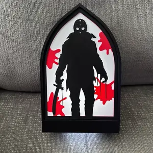 Jason Light Box with Red blood splatter Design and eerie Silhouette