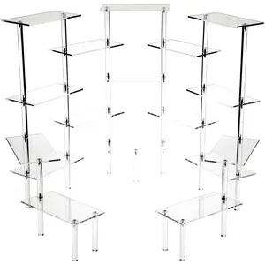 Plymor Clear Acrylic Rectangular 17-Platform Multi-Item Display Riser, 24" H x 73" W