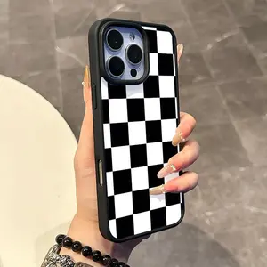 Chic Magnetic Case Suitable for IPhone11/12/13/14/15/16/17 Pro Promax Plus, Minimalist Checkerboard, Anti-Slip, Ultra Thin | Aesthetic Touch for Daily Use