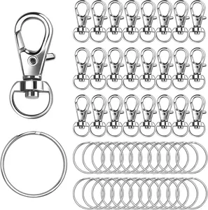 50 PCS Premium Keychain Making Kit - 25 Keychain Clips & 25 Key Rings, Metal Swivel Lobster Claw Clasps, for Jewelry Clasps&Name tag