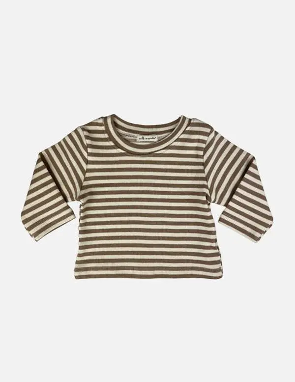 striped long sleeve tee || cream