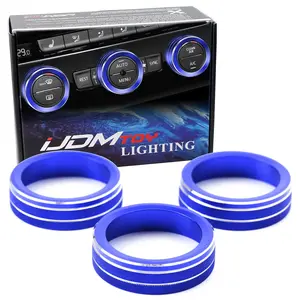 iJDMTOY 3pc Sports Blue Aluminum AC Climate Control Turner Ring Covers For Volkswagen: 2018-up Atlas
