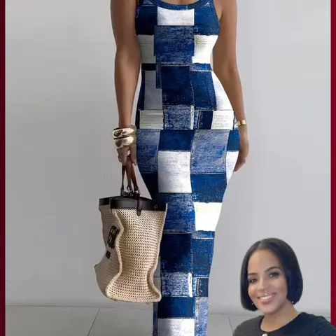 Marilyn's Exclusive Women's Printed Maxi Dress, Spaghetti-Strap Bodycon Style for Summer Parties and Everyday Wear