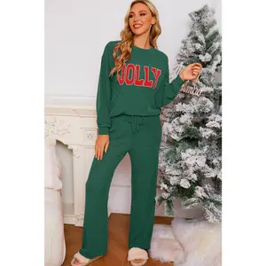 JOLLY Corded Long Sleeve Christmas Graphic Pants Set