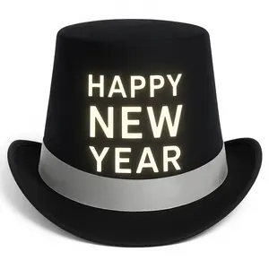 "Happy New Year" LED Light-Up Top Hat