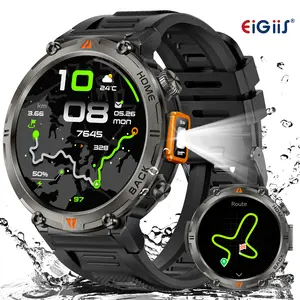 EIGIIS KE3Pro Smart Watches for Men with GPS LED Flashlight Call Make/ Answer 3ATM Waterproof Outdoor Smartwatch with 100+ Sports Modes Compass Weather Check 1.45'' HD Screen Multifunctional Digital Watch Gifts for Men