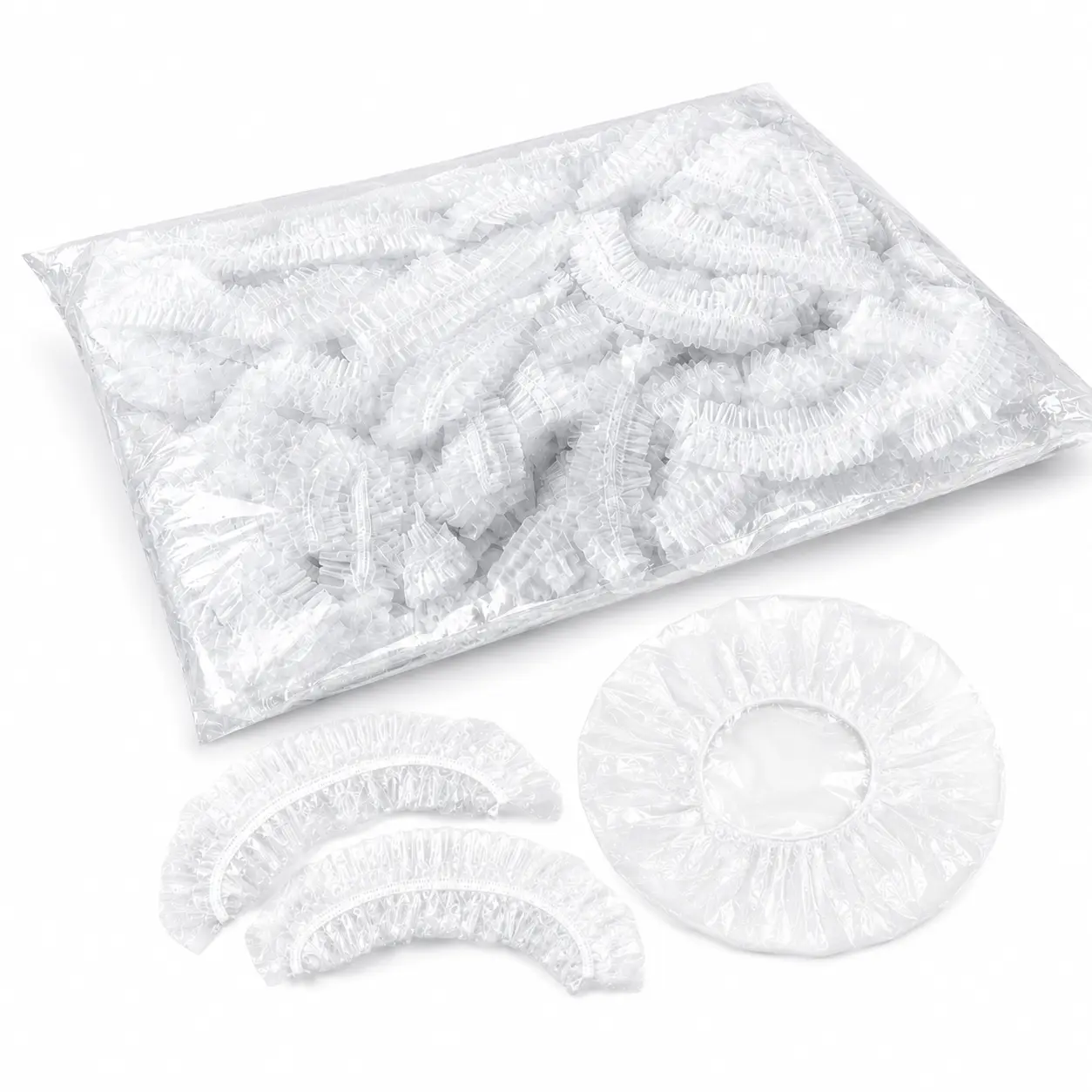 100 Pack Disposable Clear Shower Caps for Women & Men, Waterproof Elastic Hair Caps for Shower, Hair Salon, Spa, Travel, Hotel & Home Use