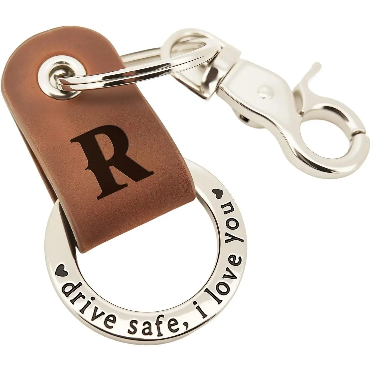 Embossed Leather Keychain, Personalized Keychain For Him, Engrave with Name Initial, Gift for Him, Boyfriend Gifts