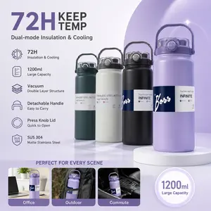 1200ml Stainless Steel Thermos – Leak-Proof BPA-Free, 24h Hot/48h Cold, Large Capacity Water Bottle for Gym, Travel, Outdoor