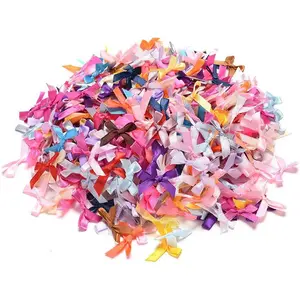 100 count Colorful  Smallest Satin Ribbon Bows Size 10 mm.  Embellishment Craft Artificial Applique Wedding Ribbons Fabric Ribbons