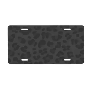 Funny Black Cheetah Leopard Front Car License Plate 6*12 in Novelty Aluminum Metal Vanity Tag with 4 Holes Car Accessory for US Canada Men Women Made in USA