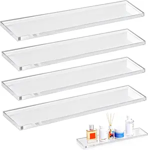 4 PCS 13.25 Inch Acrylic Medicine Cabinet Shelves Replacement for Wall Mounted and Hanging Cabinets in Living Room Bathroom Kitchen