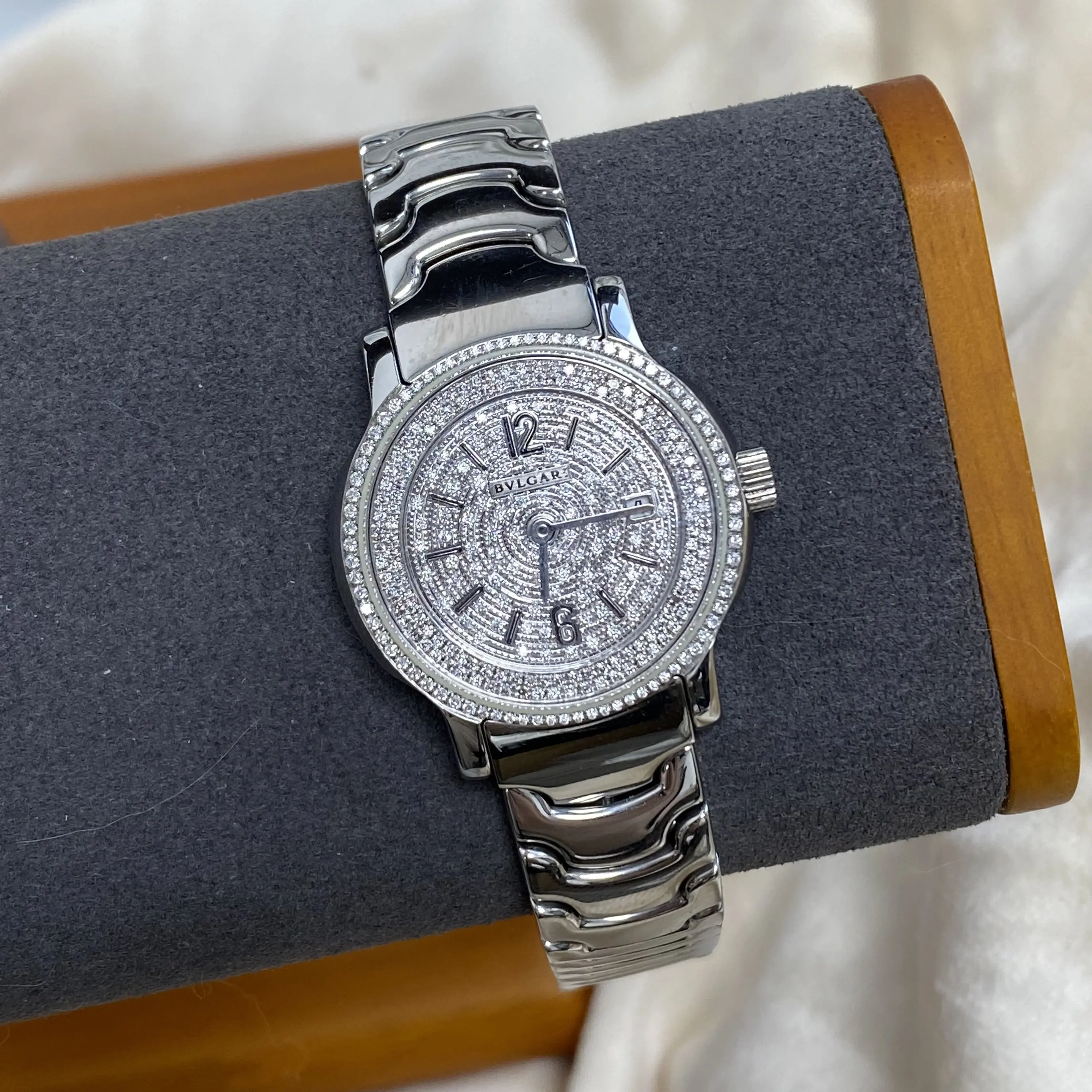 Bvlgari Solotempo 29mm Stainless Steel Custom Full Diamond Dial & Case 21917232