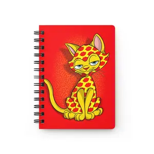 Sassy Cat Art - Colorful Kissing Lip Sassy Cat Spiral Bound Journal, Cute Notebook, Cat Lover Gift, Personal Diary, School Supplies, Stationery