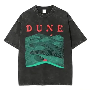 Dune Arakis landscape pattern T-shirt, featuring Paul and Chani designs, lightweight acid-washed T-shirt, Dune shirt, movie enthusiast pattern T-shirt, movie shirt, streetwear, unisex, cotton fabric 4WV