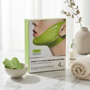 V Line Face Lift Mask - Cactus Collagen Double Chin Reducer & Firming Ear Hook Hydrogel Masks for Facial Contouring and Skin Repairing