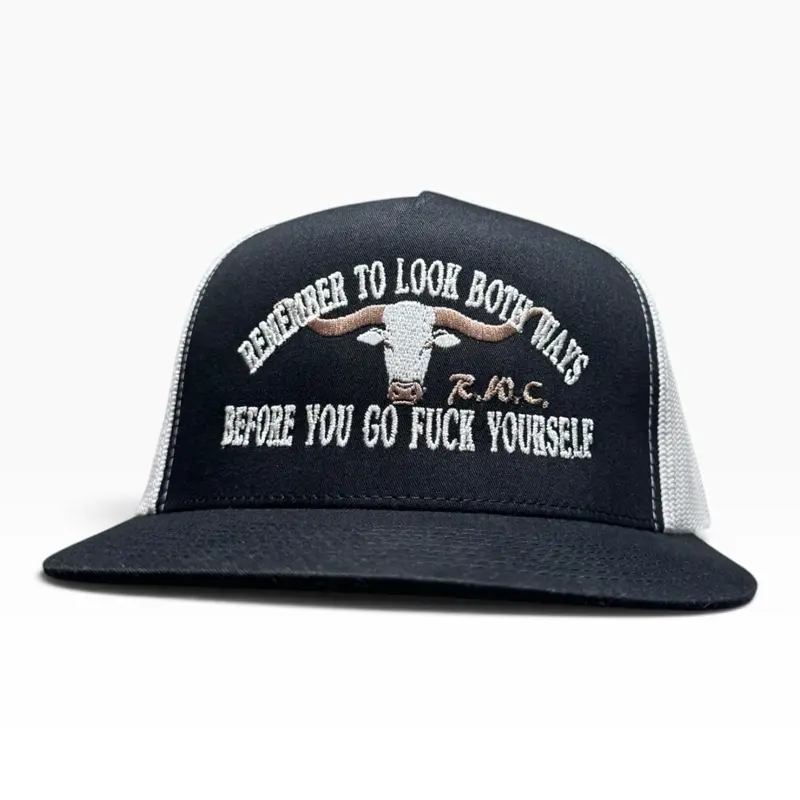 Unisex Embellished Dad Cap Style Baseball Cap - Casual Adjustable Snapback, Humorous "Look Both Ways" Graphic Embroidery (Embellished Hats, Fashion Hats)