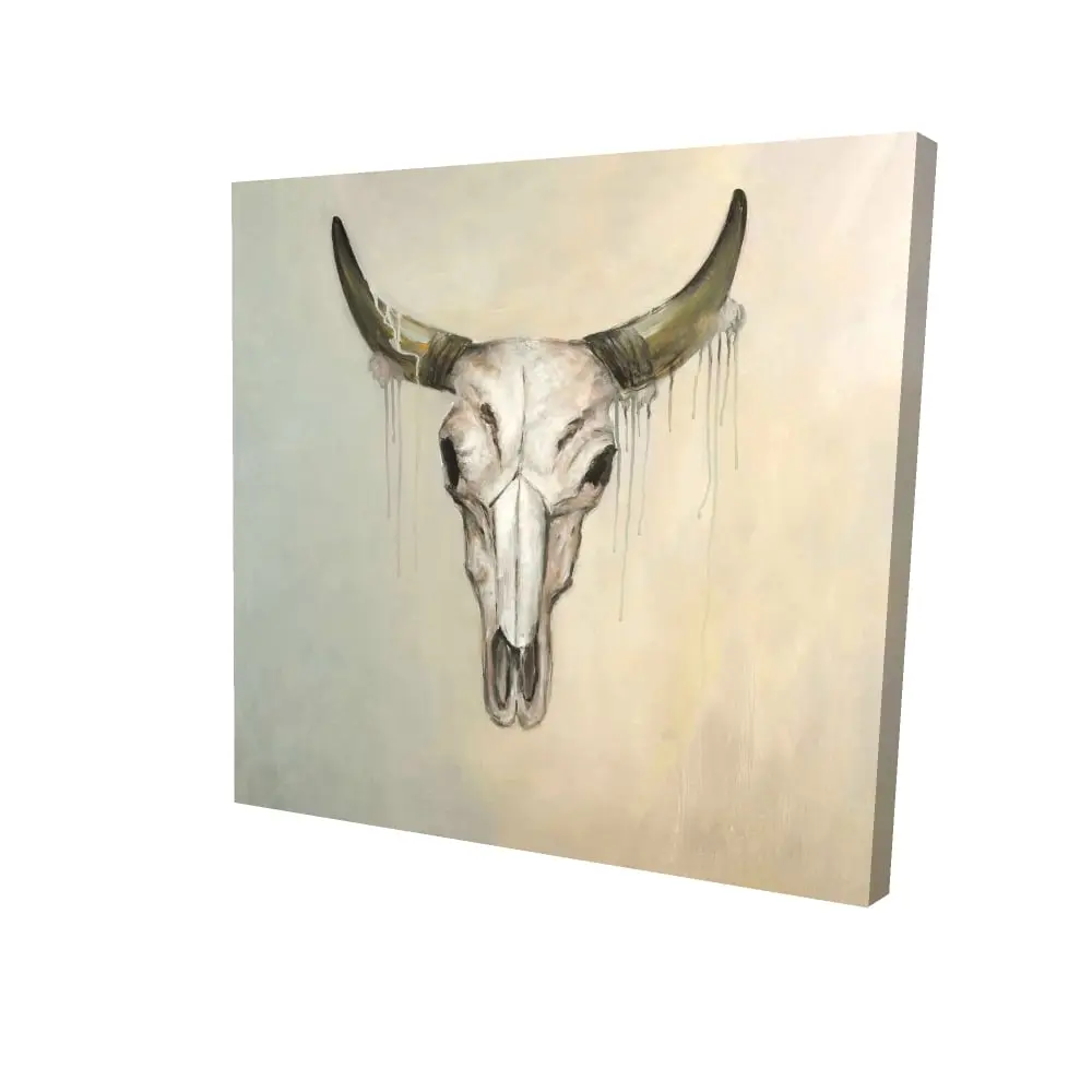 212 MAIN Hangable Ethnic African Bull Skull Wall Art Print - 24x24 in Color-Fading Nature Art, Home Decor Products, Indoor Bedroom Decor for Animal Lovers, Model 2080-2424-AN259