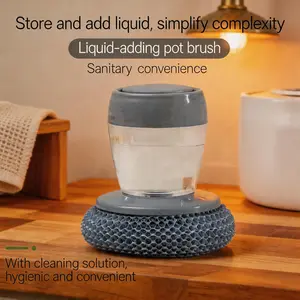 Automatic Liquid Soap Dispensing Palm Brush with Comfort Grip Handle – Kitchen Sink Scrubber for Pots, Pans & Bowls Cleaning – Refillable Dishwashing Scrub Brush, TikTok Viral Kitchen Cleaning Tool