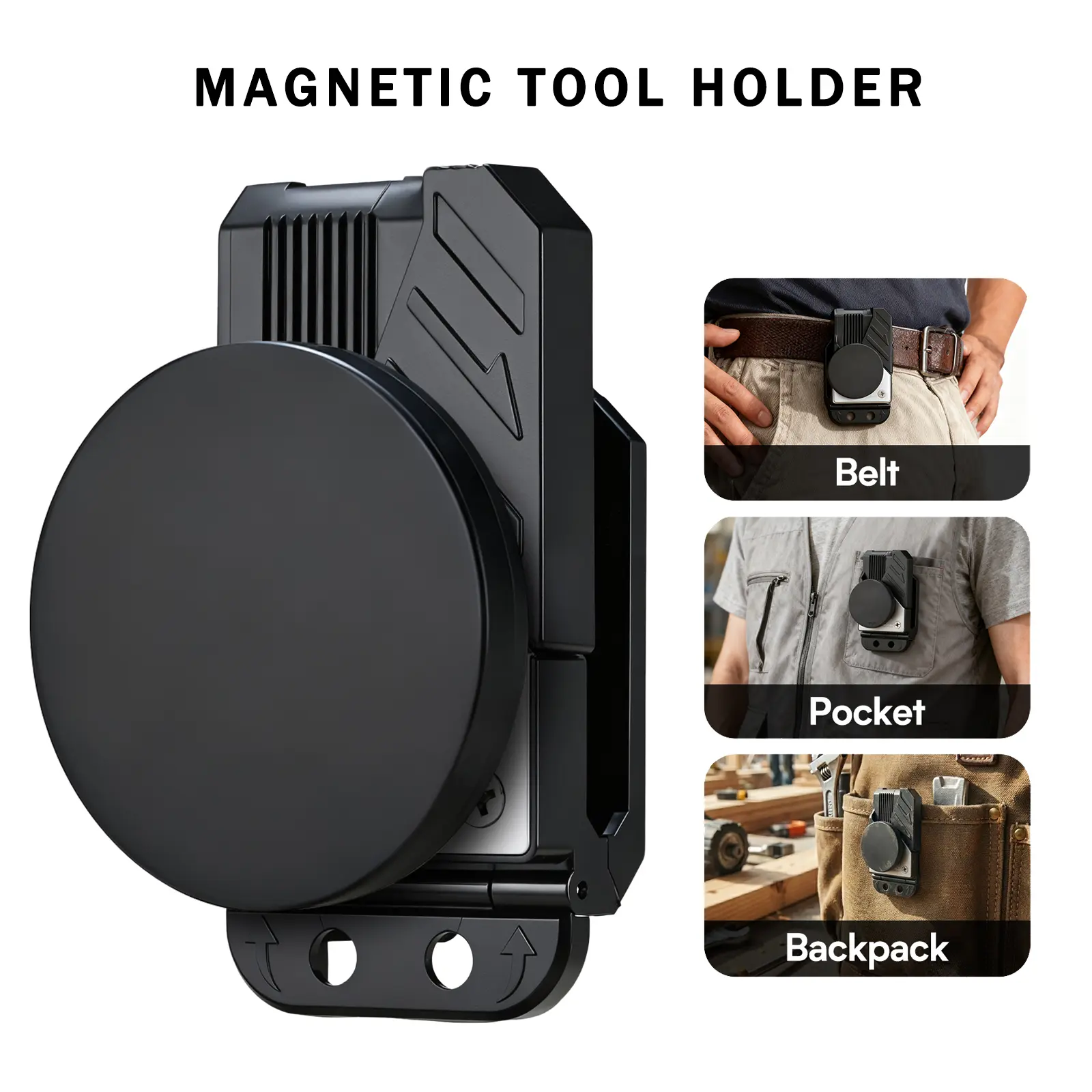 MagMaster Magnetic Tool Holder - Strong Clip-On Belt Magnet Holster for Screws, Nails, Hammer, Sockets, Pliers, Screwdriver, Trowel, Drill Bit, Wrench & Magnetic Hardware, Versatile Organizer for Tool Lovers, Holiday Gift