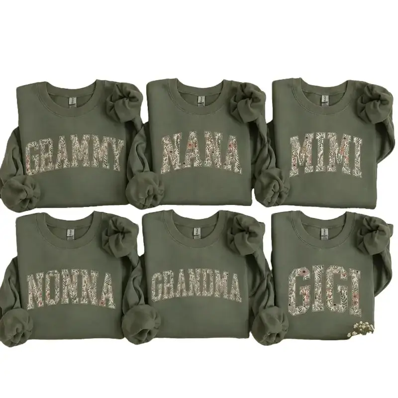 Nana Mimi Gigi Mama Grandma Auntie Floral Sweatshirt, Vintage Botanical Family Matching Crewneck and Mother’s Day Gift for Mom Grandma Nana Mimi Gigi Auntie, Floral Letter Graphic Pullover | GHINI