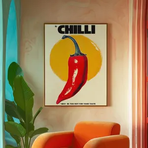 Chilli Poster, Aesthetic Wall Art, Red Wall Art, Trendy Wall Prints, Vintage Poster, Psychedelic Wall Art, Retro Poster, Kitchen Wall Decor