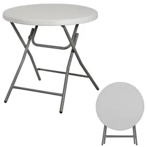 ZENSTYLE 32" Round Folding Table Plastic Dining Card Table for Camping Event Party White