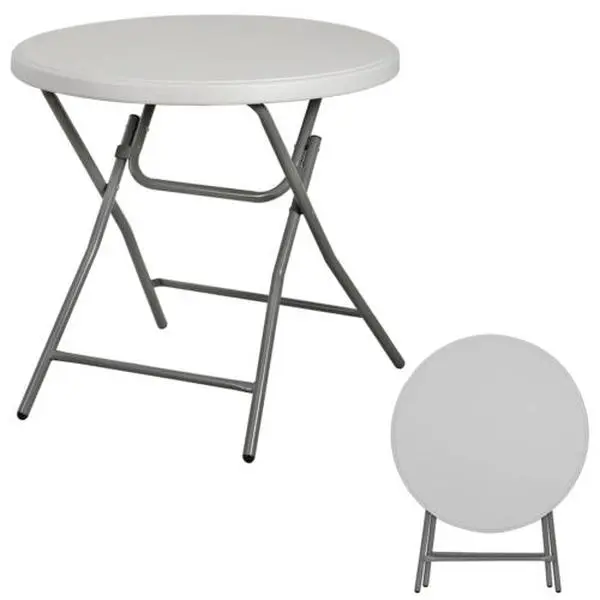 ZENSTYLE 32x32 in Round Top Portable Folding Table - HDPE Tabletop, Steel Frame, Weatherproof Foldable Legs - Indoor-Outdoor Picnic, Round Dining Table for Camping, Party Events, White, Round Dining Tables