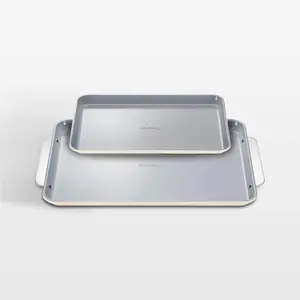 Caraway Cream Non-Stick Ceramic Baking Sheet Duo Set of 2 Durable Aluminized Steel Pans with Easy Clean Ceramic Coating for Home Bakers 15"x10" & 18"x13" Sizes