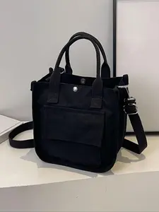Simple and high-end casual versatile handbag, front pocket decoration, detachable shoulder strap design, fashionable and practical texture, relaxed style single shoulder crossbody bag, suitable for commuting and shopping