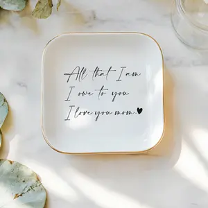 Customized Mother of the Bride Ring Dish - Forever Grateful Ceramic Jewelry Tray for Wedding Gifts, Mothers Day Gift, Mothers Day Gift