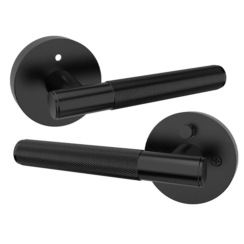 Entry Door Handle, Black Door Lever with Lock and Key, Entrance Door Lock Heavy Duty Keyed Exterior Door Knob for Bedroom, Bathroom, Front Door, Office, 1 Pack