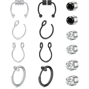 Nose Ring  Piercings  Nose Rings Nose Cuffs  Nose Piercing  Nose Hoop Faux Nose Rings for Women Faux Nose Ring  Piercing  Nose Cuff Sliver  Black