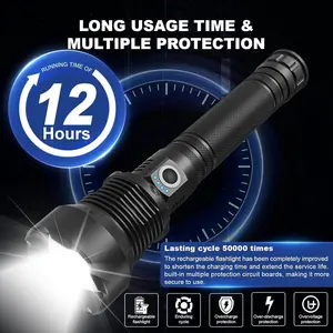 Rechargeable LED Flashlight, 990000 High Lumens XHP90.2 High Powered Tactical Flashlight - Zoomable, IPX7 Waterproof Durable, USB Rechargeable for Camping, Emergency, High Powered Flashlight