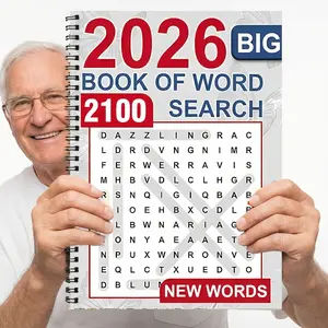 Adult Coloring Book Spiral Bound 24 Pages, Word Puzzle Search Art Activity Journal, Stress Relief Gift for Adults, 2026 Release