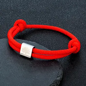 Tree of Life Bracelet Adjustable Nautical Luck Rope With 316L Square Metal Clasp For Men Women Greek Jewelry
