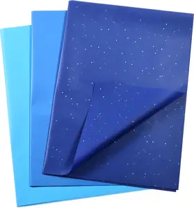 Blue Tissue Paper Set, 36 Sheets, Glitter and Solid, 20 x 20 Inch, 3 Assorted Shades for Gift Wrapping and Crafts