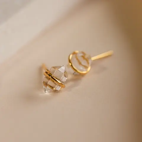 Herkimer Diamond Studs by Caitlyn Minimalist - Dainty Crystal Stud Earrings - Bohemian Gemstone Jewelry - Gift for Mom