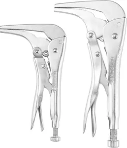 2PCS 90 Degree Offset Locking Pliers Set – 7 Inch & 11 Inch Long Nose Vise Grip Tools for Automotive & DIY Repair