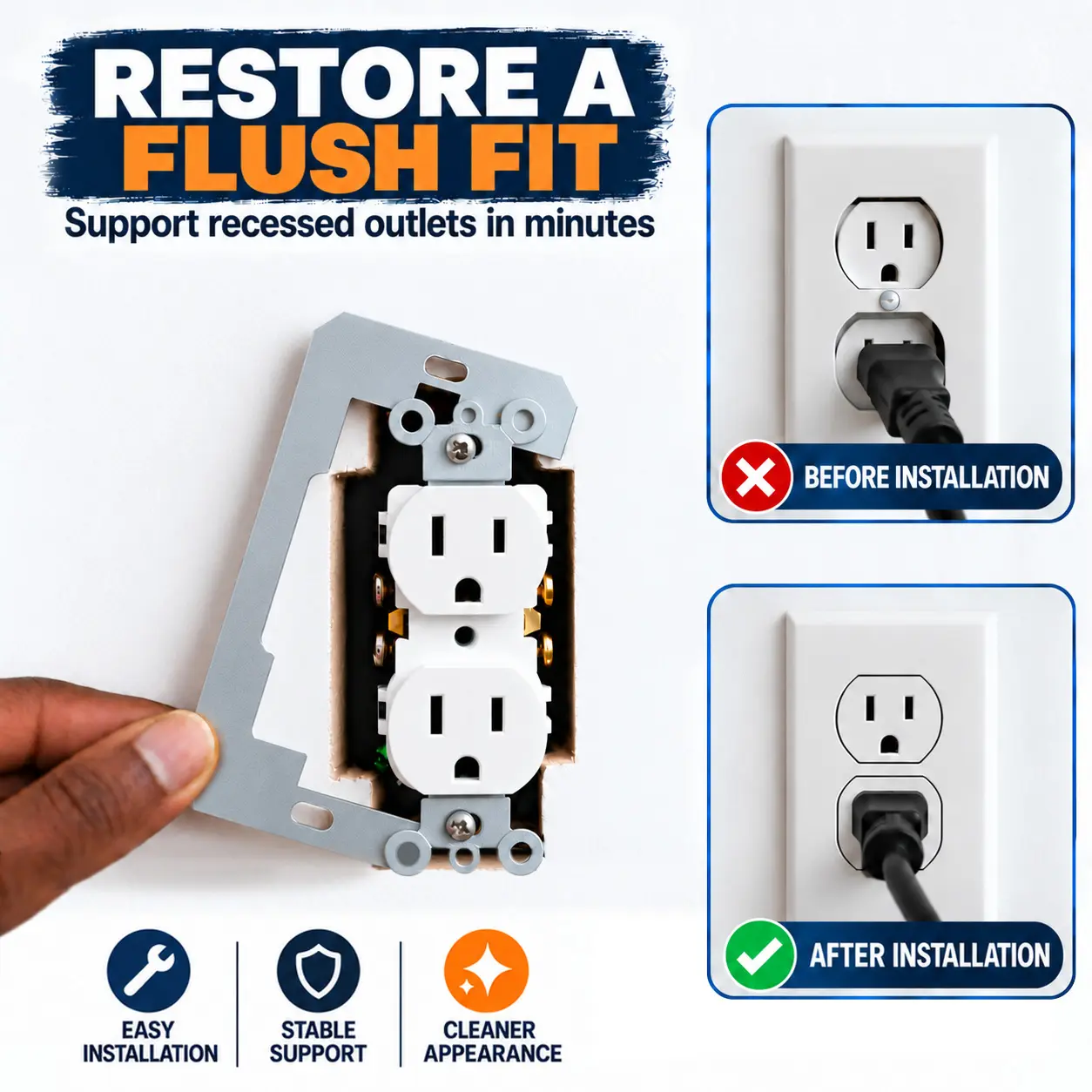Metal Wall Plate Spacer,Old Home Electrical outlet Repair Spacers for Wall Switch Outlets,Fix Loose Outlets and Electrical Boxes for Recessed Boxes