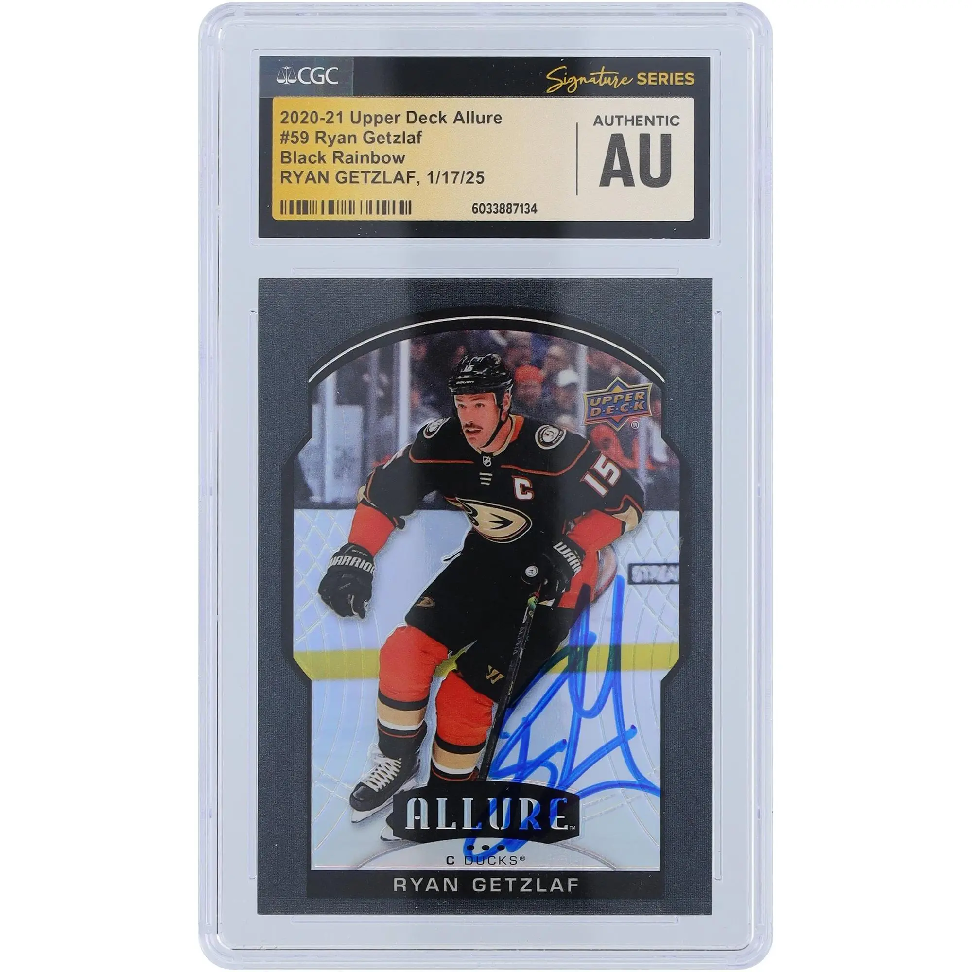 Ryan Getzlaf Anaheim Ducks Autographed 2020-21 Upper Deck Allure Black Rainbow #59 CGC Fanatics Witnessed Authenticated Card - Fanatics Authentic Certified