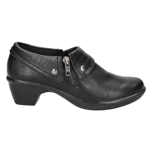 Easy Street Womens Darcy Croc Print Studded Round Toe Zippered Casual Boots Ankle Low Heel 1-2" - Black