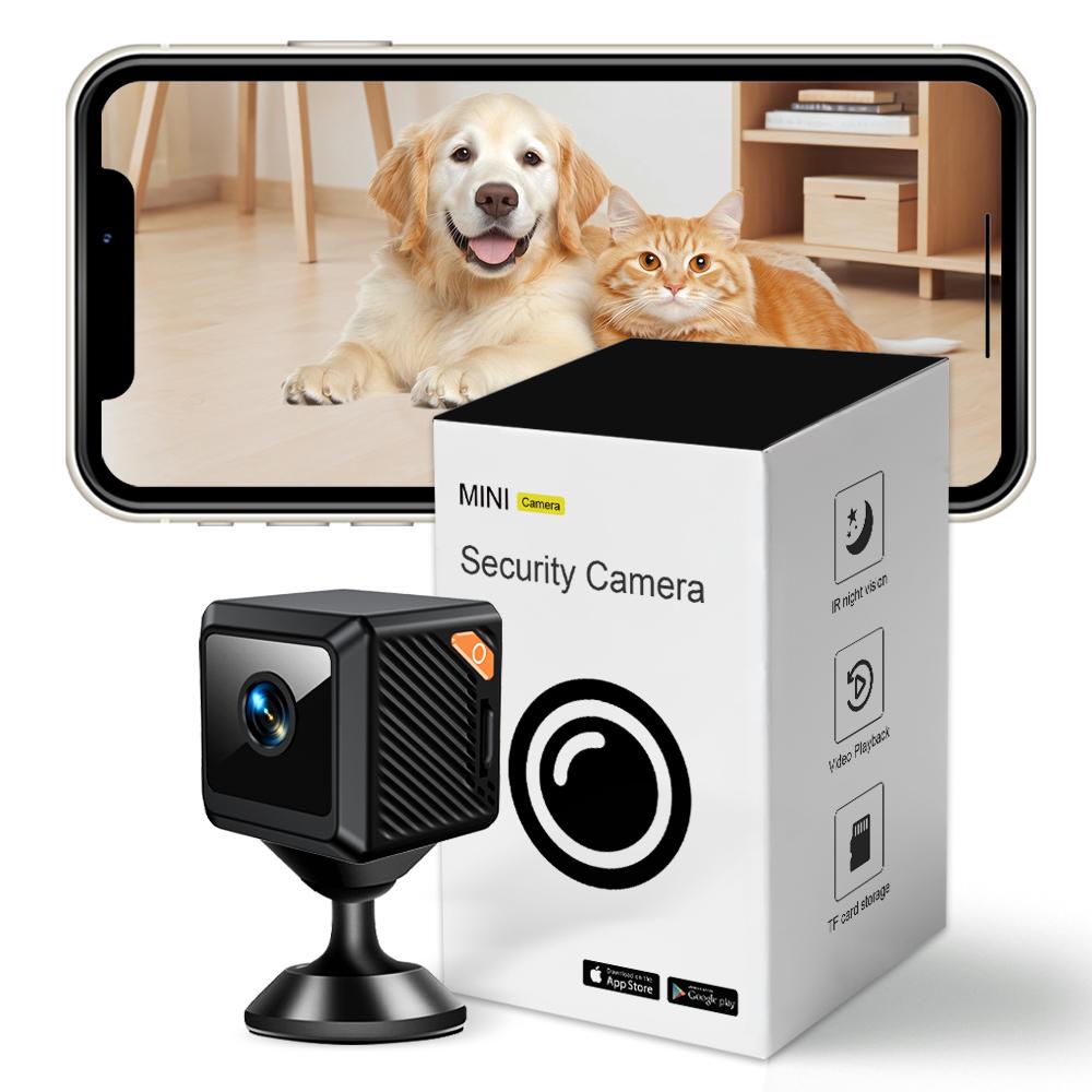 W02 1080P Mini Wireless Indoor Home Security Camera WiFi Pet Camera Baby Monitor Motion Detection Smart Alerts Infrared Night Vision Cloud SD Card Storage App Control Recording Surveillance with