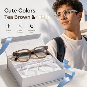 Magnetic Wearable Photochromic Bluetooth Smart Glasses - Open Ear Audio, Hands-Free Calls, Touch Control, Music Playback, Voice Assistant, Light-Adaptive Lenses for Work, Commute