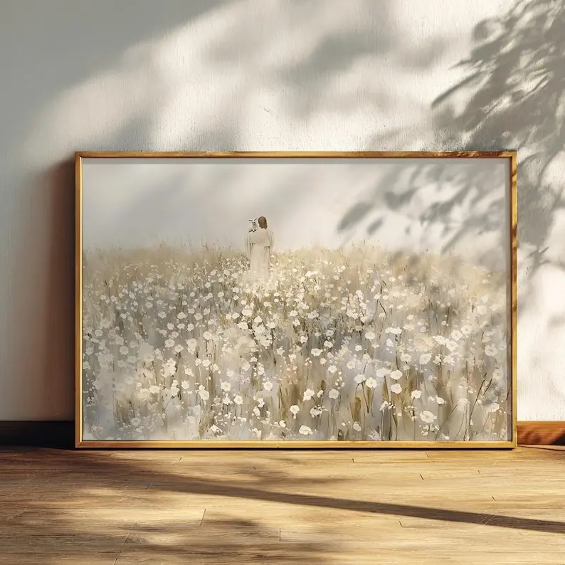 Jesus and Lamb Print, Carry You Home, Lost sheep, Jesus Leaves the 99, The Good Shepherd, Wall Art Unframed