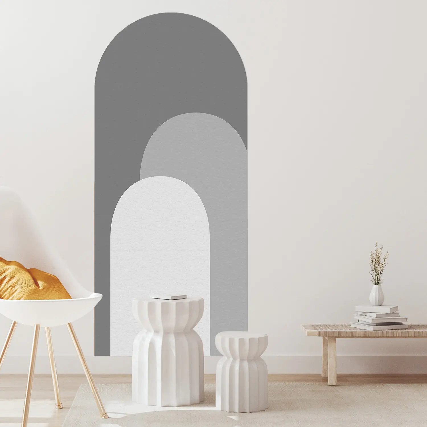 2-Piece Home Decor Wall Stickers, Artistic Geometric Self-Adhesive Arch Mural, Creative Wallpaper for Living Room Bedroom Entryway